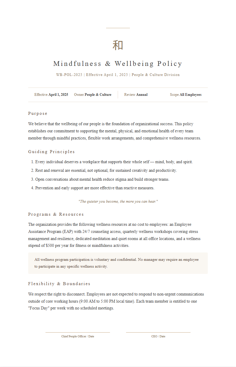 Japandi zen policy with minimalist warmth